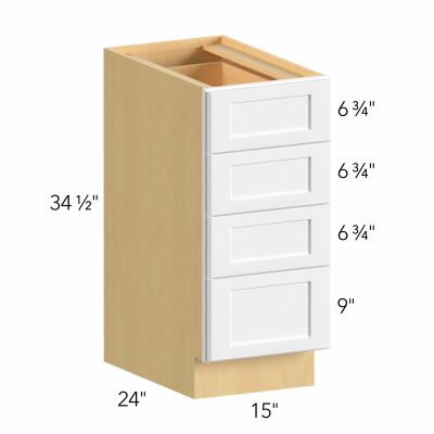 Allure® Galaxy Dove 15"W x 34.5"H x 24"D Drawer Base Cabinet (DB15-4)
