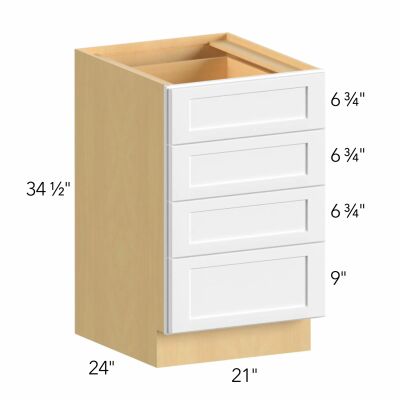 Allure® Galaxy Dove 21"W x 34.5"H x 24"D Drawer Base Cabinet (DB21-4)