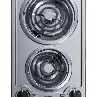 Summit CCE213SS 12" Wide 115V 2-Burner Coil Cooktop