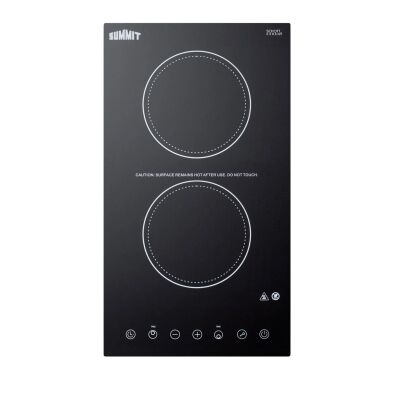 Summit CR2B15T1B 12" Wide 115V 2-Burner Radiant Cooktop