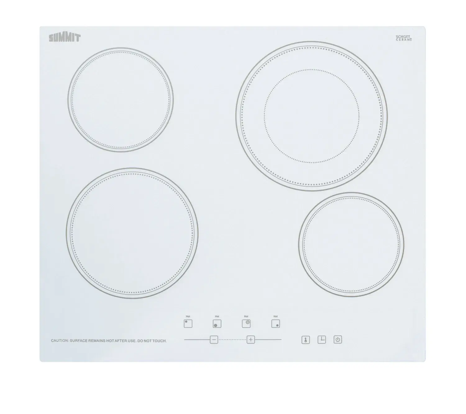 Summit CR4B23T6W 24" Wide 230V 4-Burner Radiant Cooktop
