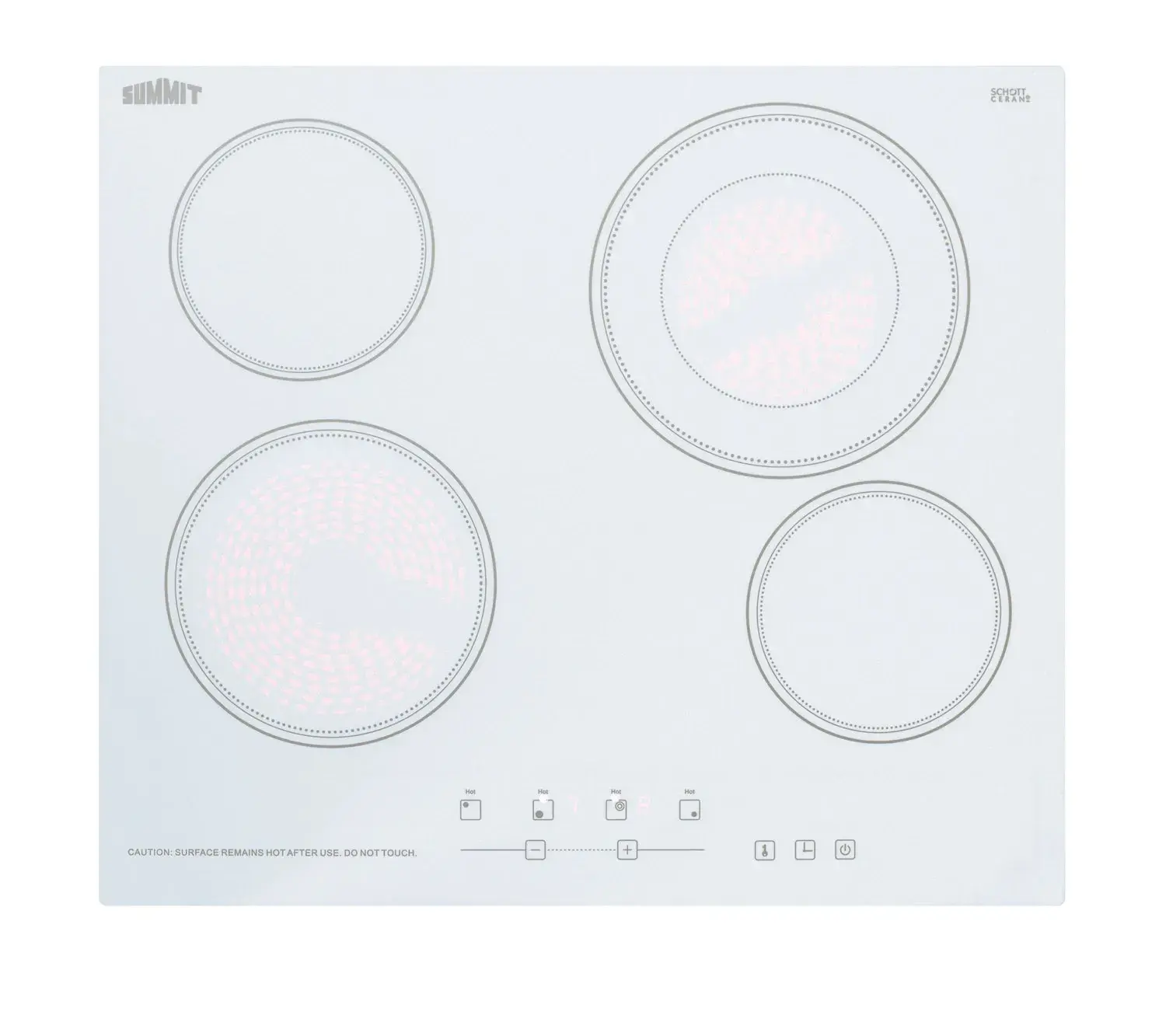 Summit CR4B23T6W 24" Wide 230V 4-Burner Radiant Cooktop