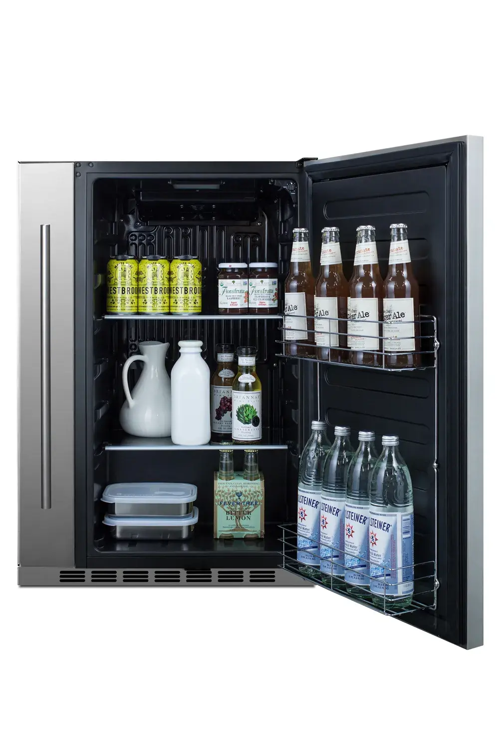 Summit SPR196OS24 Shallow Depth 24" Wide Outdoor Built-In All-Refrigerator With Slide-Out Storage Compartment