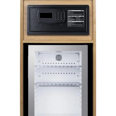 Summit QCSSF2OAK 21" Wide Coffee Station With Minibar & In-Room Safe