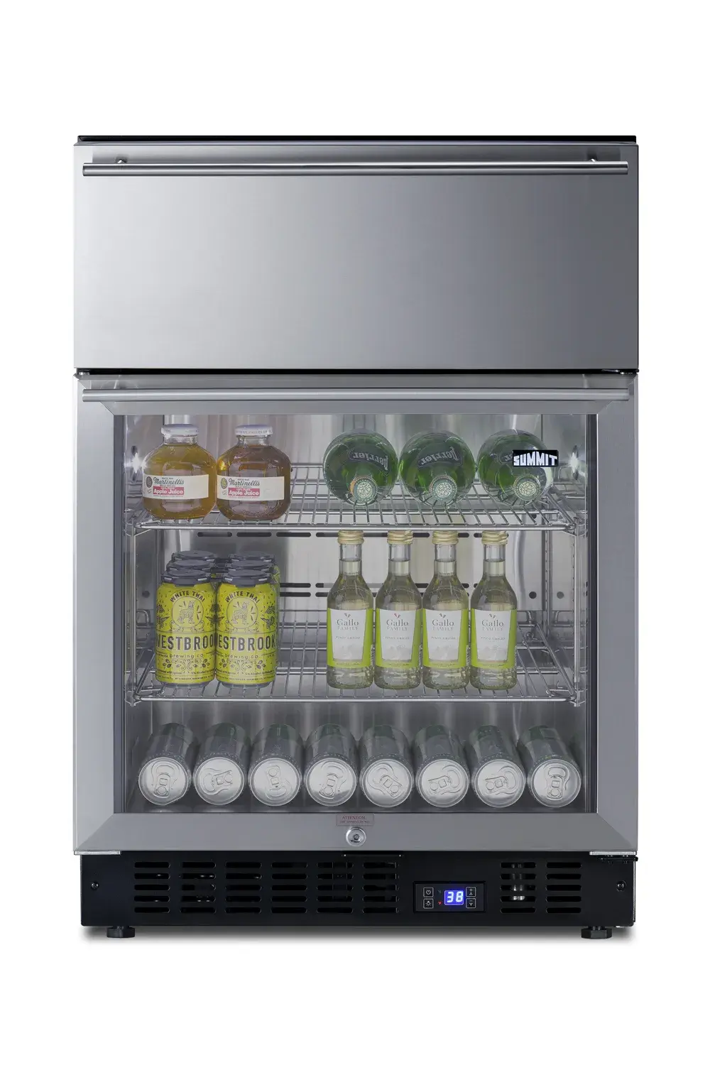 Summit SCR615TD 24" Wide Built-In Commercial Beverage Refrigerator With Top Drawer