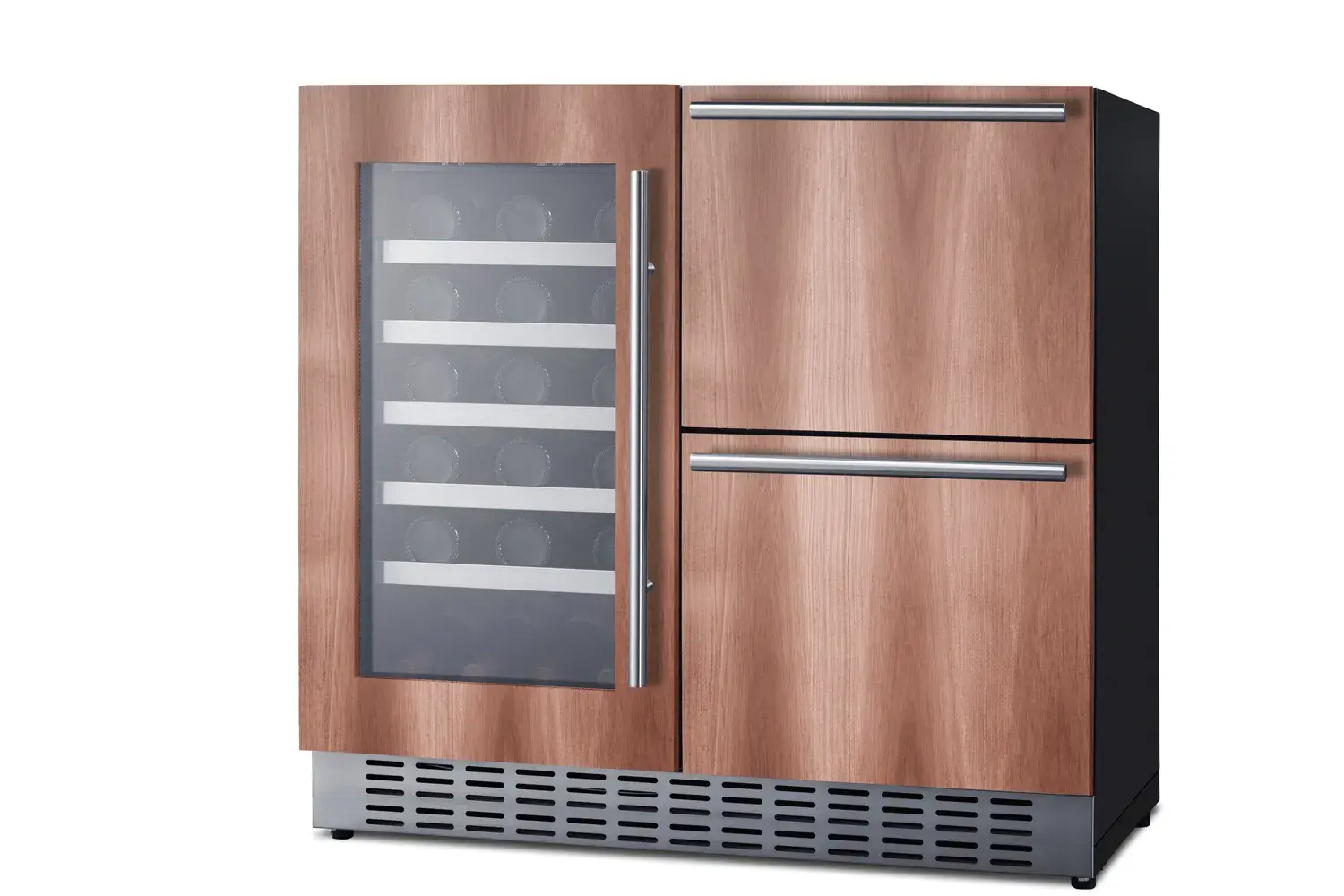 Summit SWCDAR36UCPNR 36" Wide Combination Wine Cellar & 2-Drawer Refrigerator (Panel Not Included)