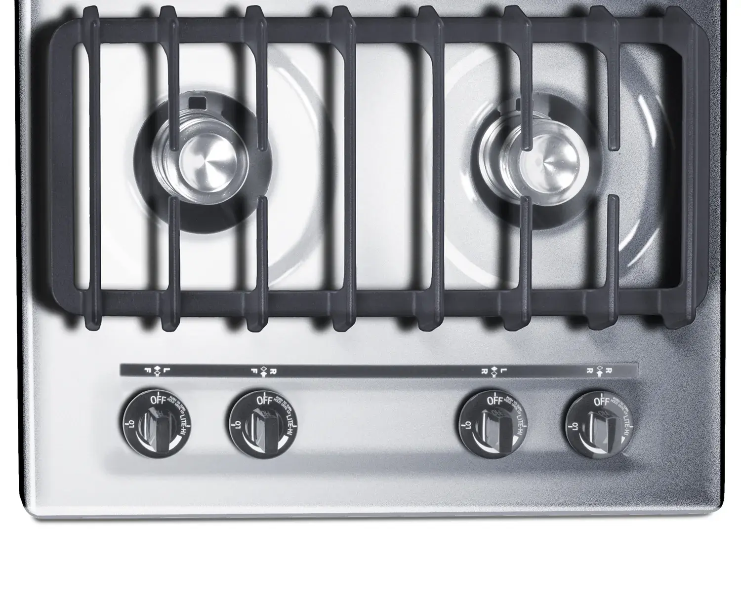 Summit ZNL03IP 24" Wide 4-Burner Gas Cooktop, Battery Start Ignition